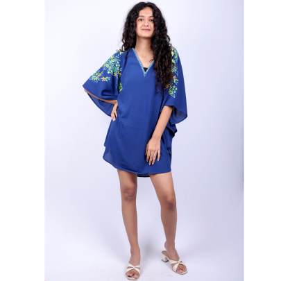 Sapphire Bloom Kaftan Tunic