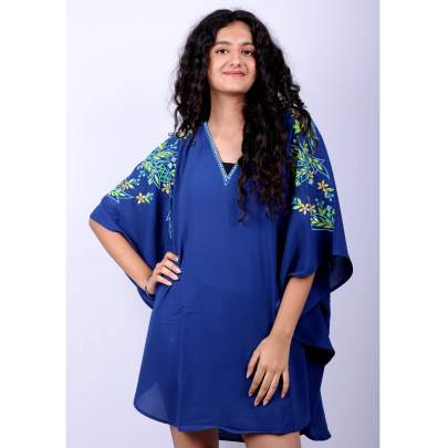 Sapphire Bloom Kaftan Tunic