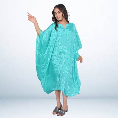 Sea Green jacquard tunic kaftan