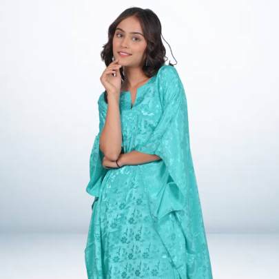 Sea Green jacquard tunic kaftan