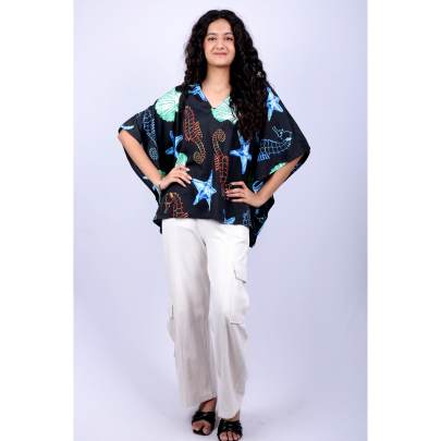 Sea World Print Short Kaftan