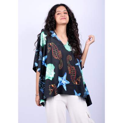 Sea World Print Short Kaftan