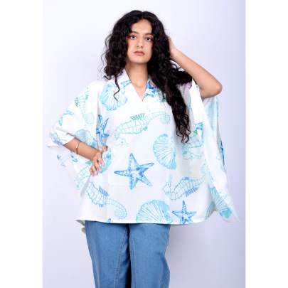 Sea World Print Short Kaftan