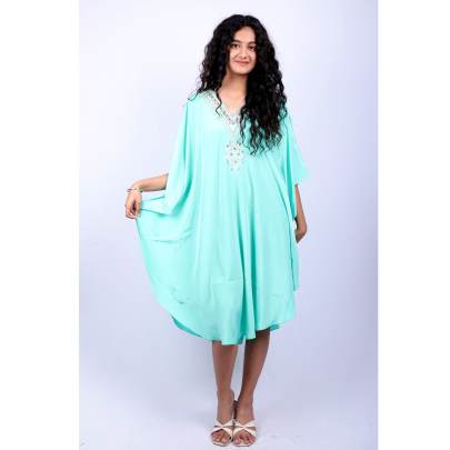 Seafoam Embellished Short Kaftan 