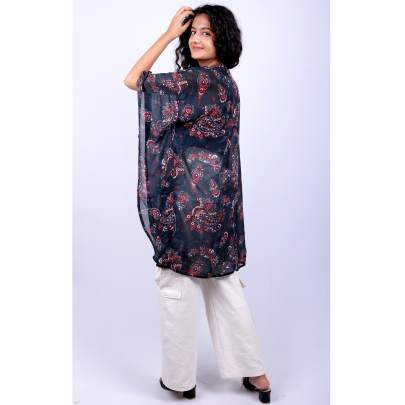 Sheer Paisley Printed Kaftan Tunic
