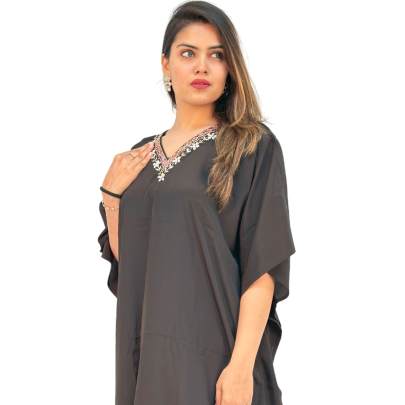 Embellished Kaftan Pant Set Black