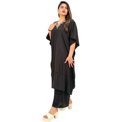 Embellished Kaftan Pant Set Black