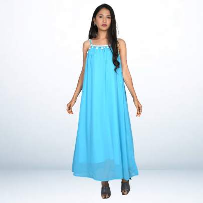 Sky Blue Shell Hanging Long Dress