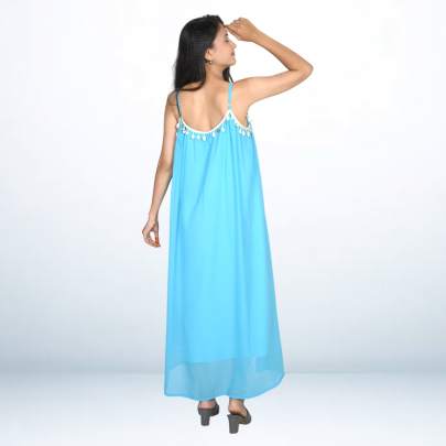 Sky Blue Shell Hanging Long Dress