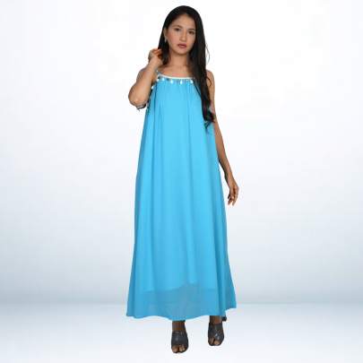 Sky Blue Shell Hanging Long Dress