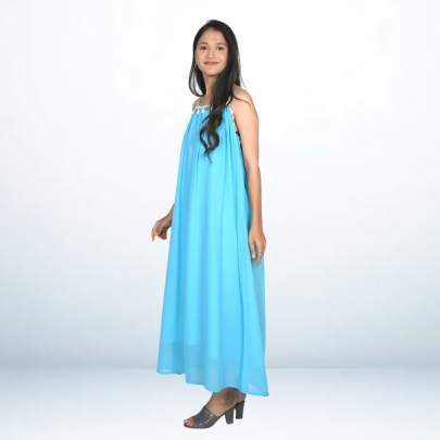 Sky Blue Shell Hanging Long Dress