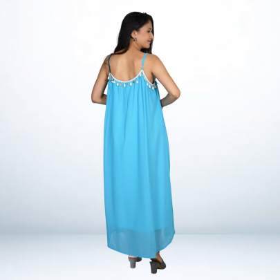 Sky Blue Shell Hanging Long Dress