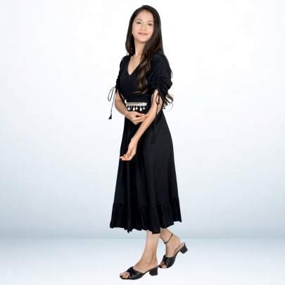 Soft Rayon Designer Black Dress
