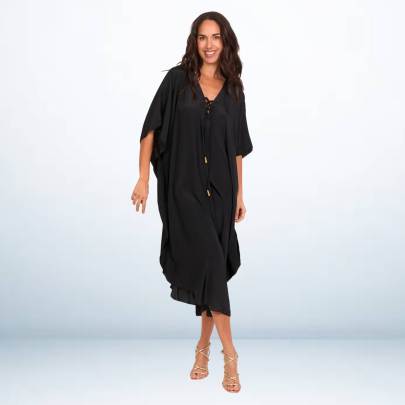 Solid black Long Kaftan