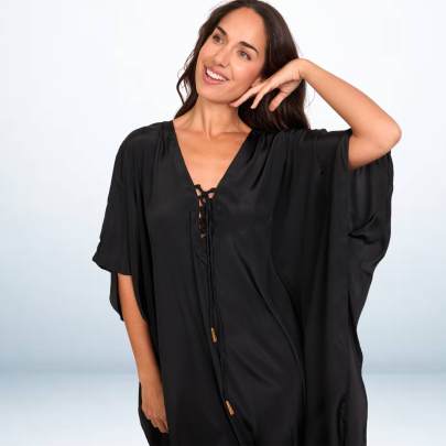 Solid black Long Kaftan