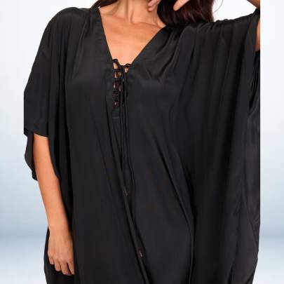 Solid black Long Kaftan