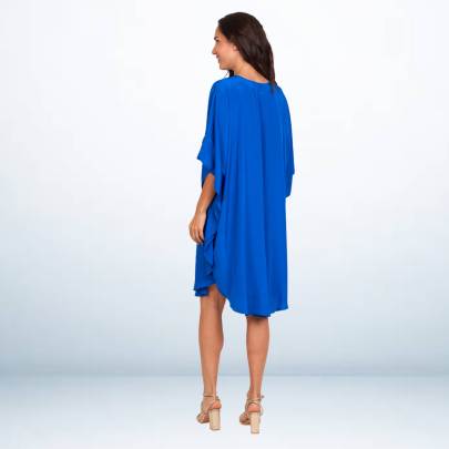 Solid Blue Short Kaftan Cover up