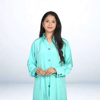 Solid color Crepe Silk Long Kurta Dress