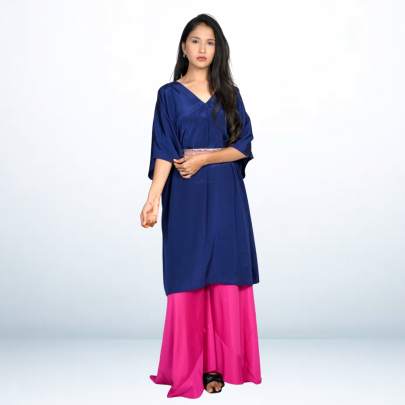 Solid Kaftan Pant with Elegant Embellished Belt