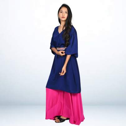 Solid Kaftan Pant with Elegant Embellished Belt