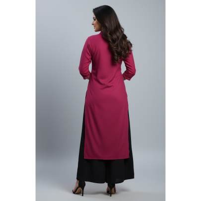 Solid Maroon Straight Kurti with Black Palazzo
