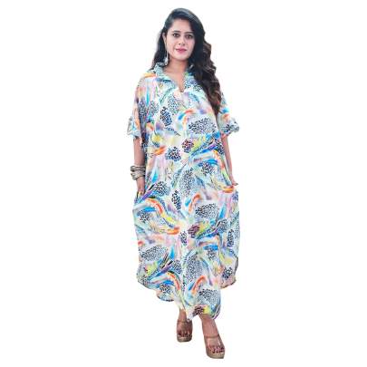 Summer Cotton Printed Kaftan Dress