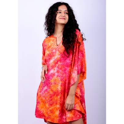 Sunset Burst Tie Dye Kaftan Tunic