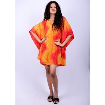 Sunset Crumple Tie Dye Kaftan Tunic
