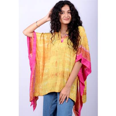 Sunset Ripple Tie Dye Print Kaftan Tunic