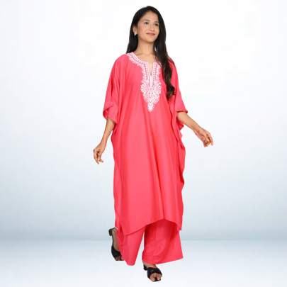 Super Soft Muslin Embroidered Kaftan Pant Cord set