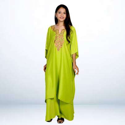 Super Soft Muslin Embroidered Kaftan Pant Cord set