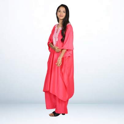 Super Soft Muslin Embroidered Kaftan Pant Cord set