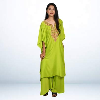 Super Soft Muslin Embroidered Kaftan Pant Cord set