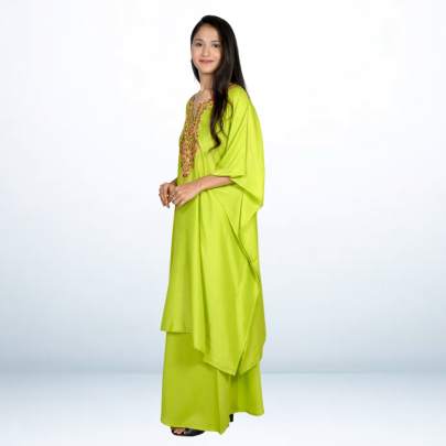 Super Soft Muslin Embroidered Kaftan Pant Cord set