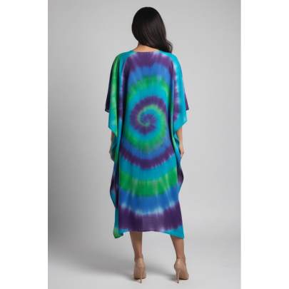 Tie-Dye Long Kaftan for Women | Soft Cotton Fabric | Free Size Upto 52