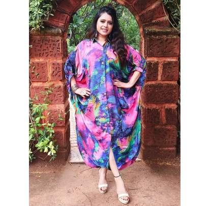 Tie Dye Print Oversized Shirt Kaftan