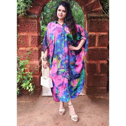 Tie Dye Print Oversized Shirt Kaftan