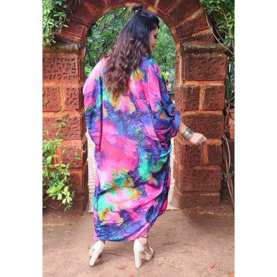 Tie Dye Print Oversized Shirt Kaftan