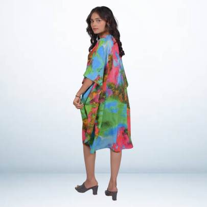 Tie Dye Printed Short Beach Kaftan
