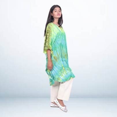 Tie Dye Printed Short Beach Kaftan Caftan