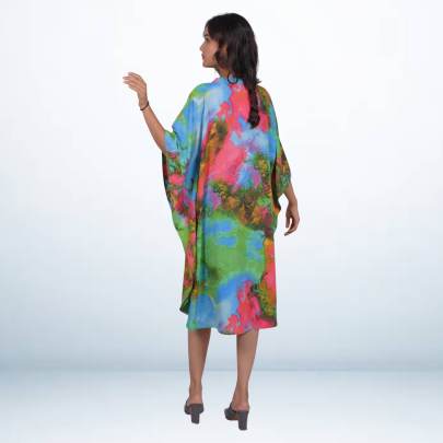 Tie Dye Printed Short Beach Kaftan