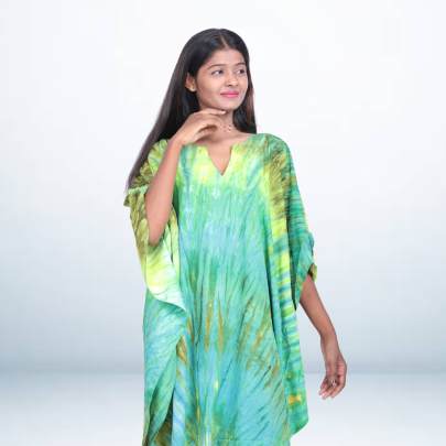 Tie Dye Printed Short Beach Kaftan Caftan
