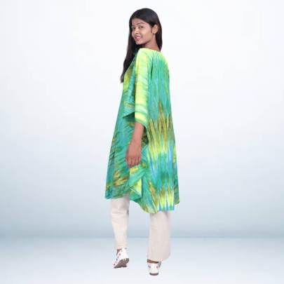 Tie Dye Printed Short Beach Kaftan Caftan
