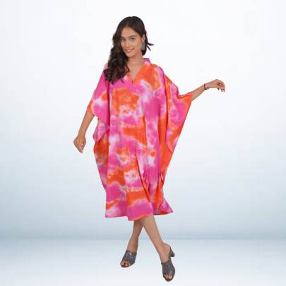 Tie Dye Printed Short Kaftan Caftan