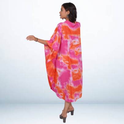 Tie Dye Printed Short Kaftan Caftan