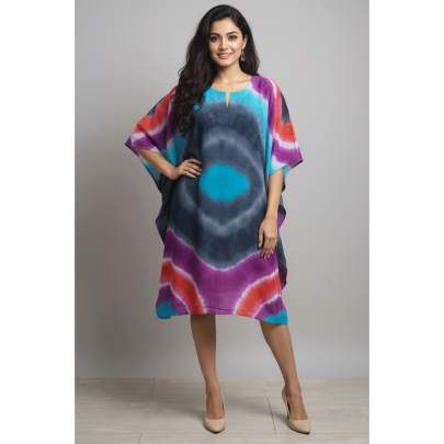 Tie-Dye Short Kaftan for Women | Cotton Free Size