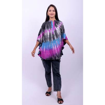 Tie Dye Stipe Short Kaftan