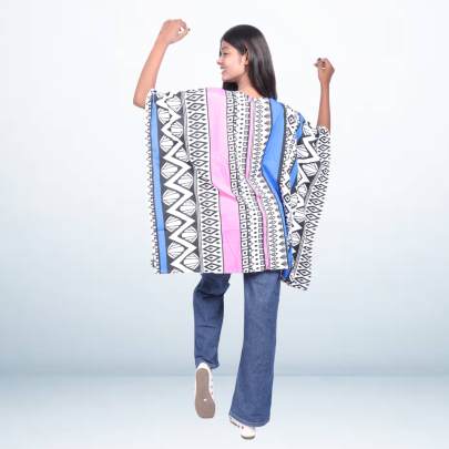 Tribal Print Black   Blue Short Kaftan Tunic