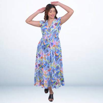 Tropical Bliss Ruffle Dress 