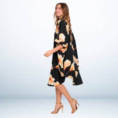 Tropical Floral Printed Short Kaftan